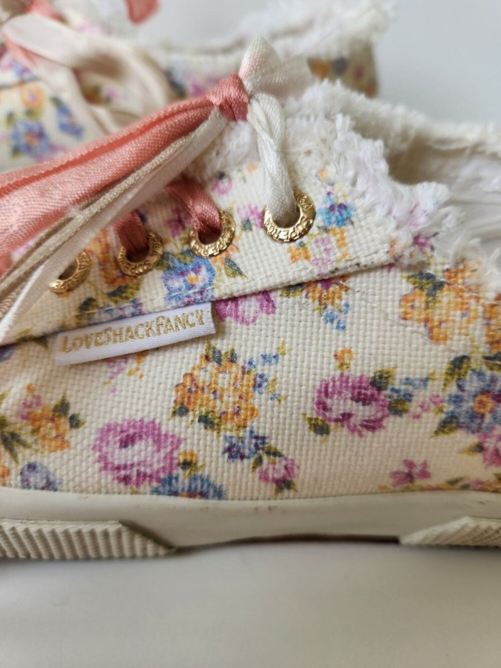 Superga x LoveShackFancy 2750 Flower Fringe Sneakers Coquette Romantic Whimsical - Picture 10 of 16